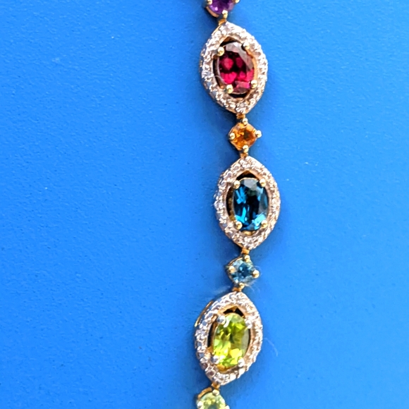 Multi-Gemstone Peridot, London Blue, Amethyst Tennis Bracelet - Picture 12 of 16